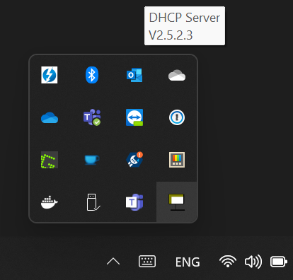 Screenshot which shows that DHCP is running on Windows