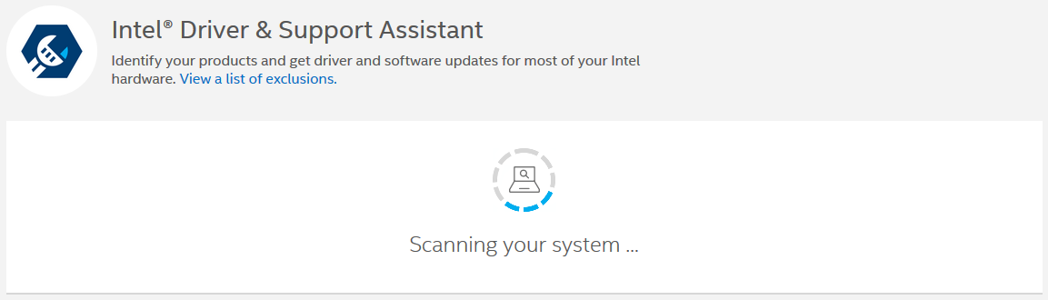 Screenshot of Intel Driver & Support Assistant