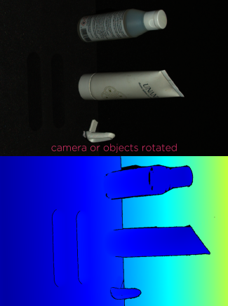 Data preserved on pointy objects by rotating camera or objects