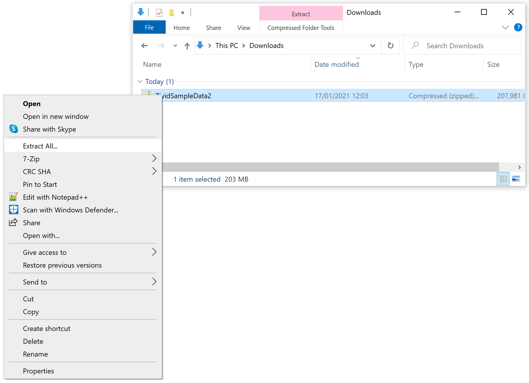 Extract sample data