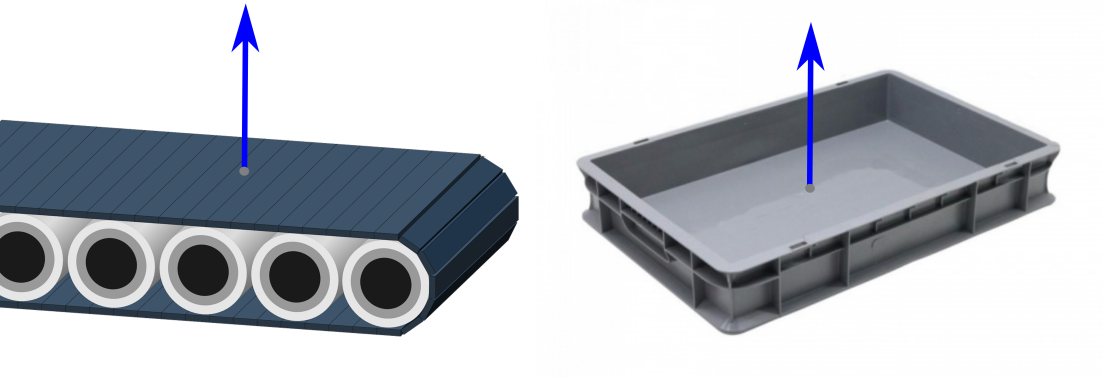 Bin and conveyor belt coordinate systems