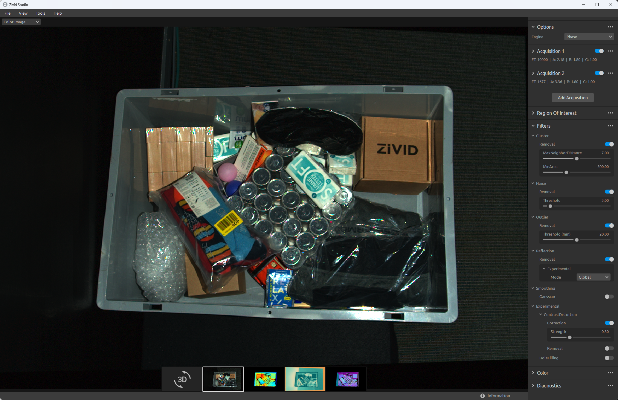 A bin with consumer goods