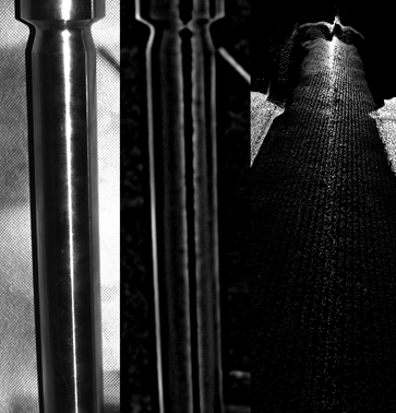 contrast distortion shown in three ways on a pipe.
