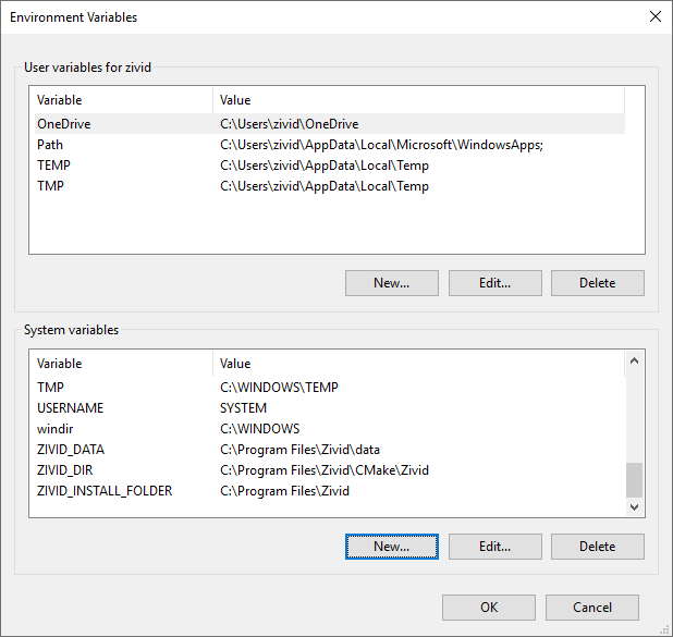 Environment variables highlighting new
