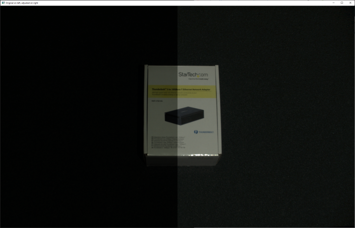 Gamma correction: original on left, adjusted on right
