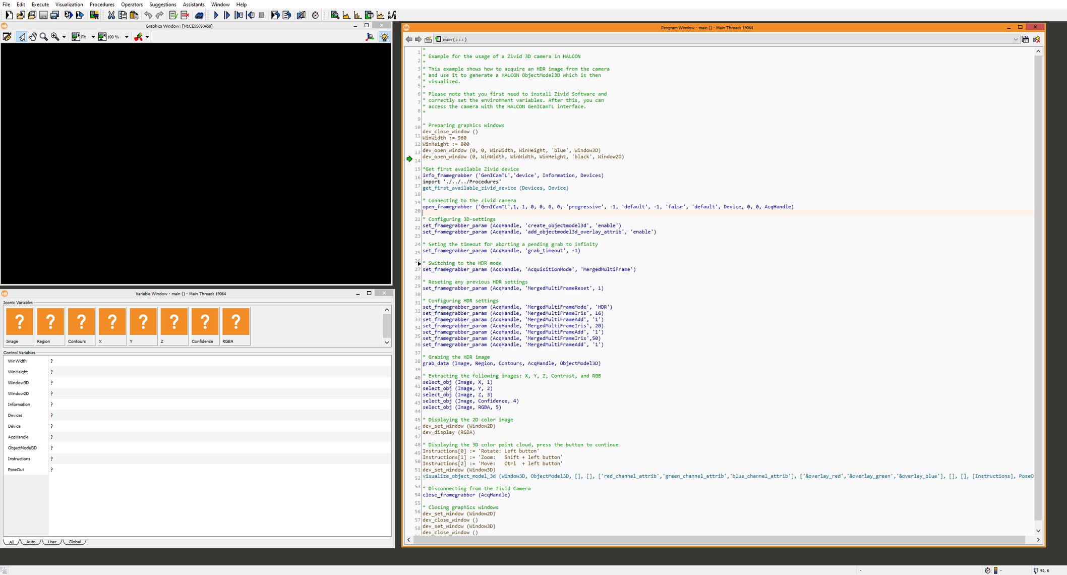 HALCON sample program script in HDevelop