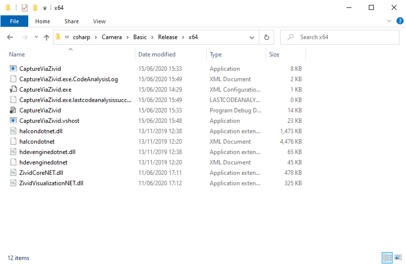 Release folder for c# samples