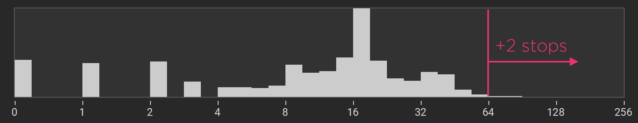 Histogram showing underexposed image