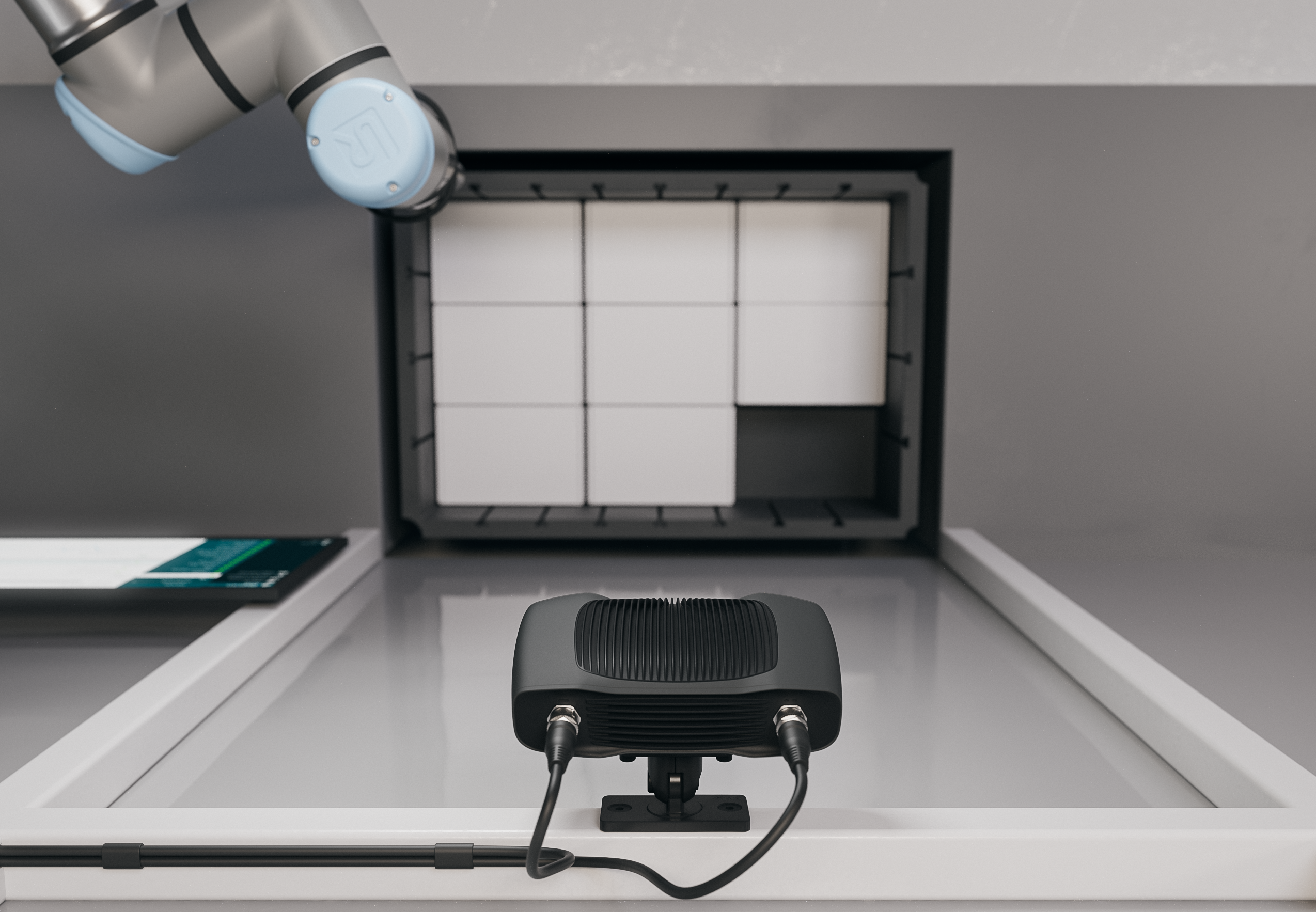 For piece picking, the camera should be positioned above the bin, pointing directly down.