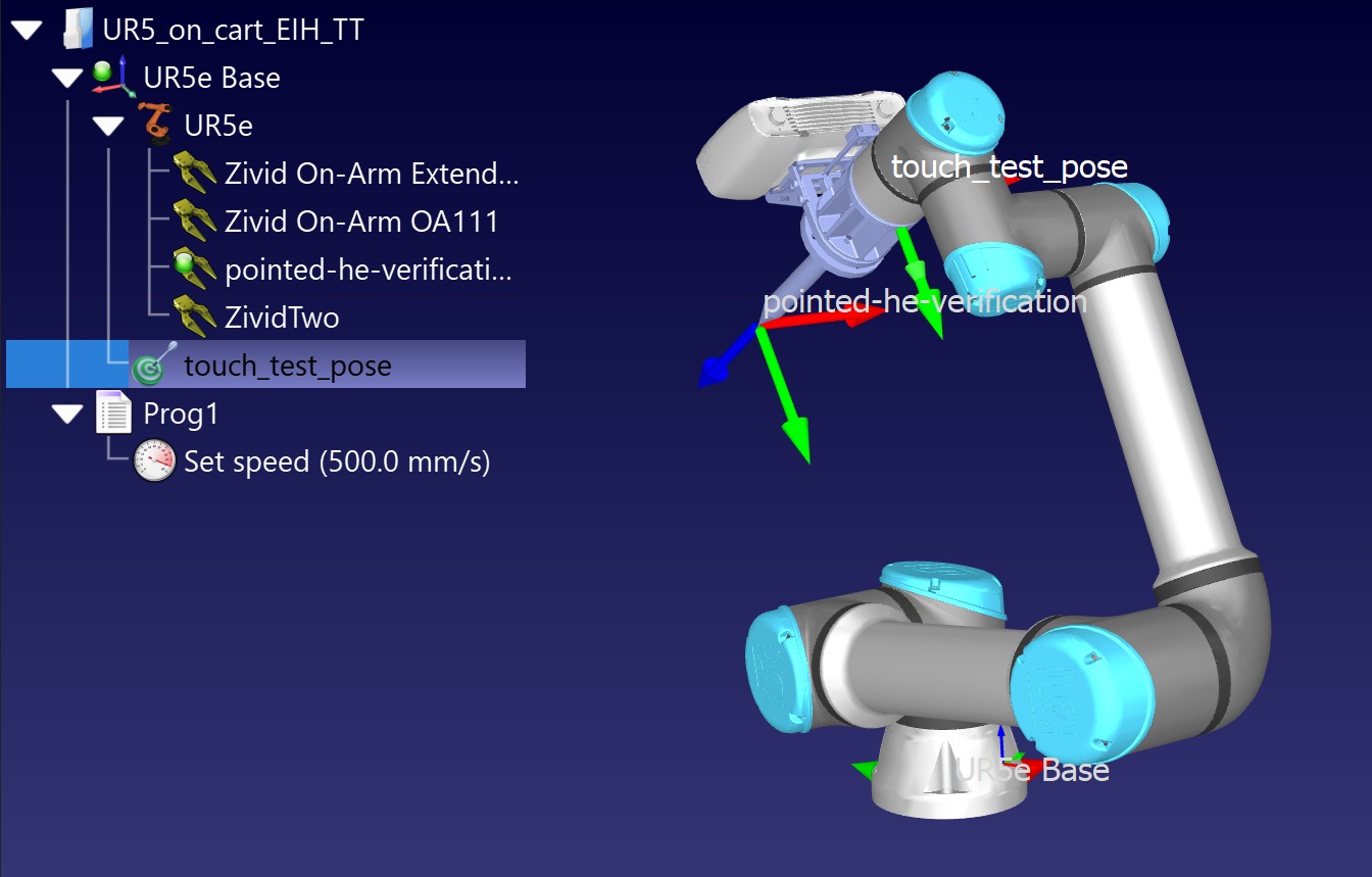 Pose for Touch Test on RoboDK.
