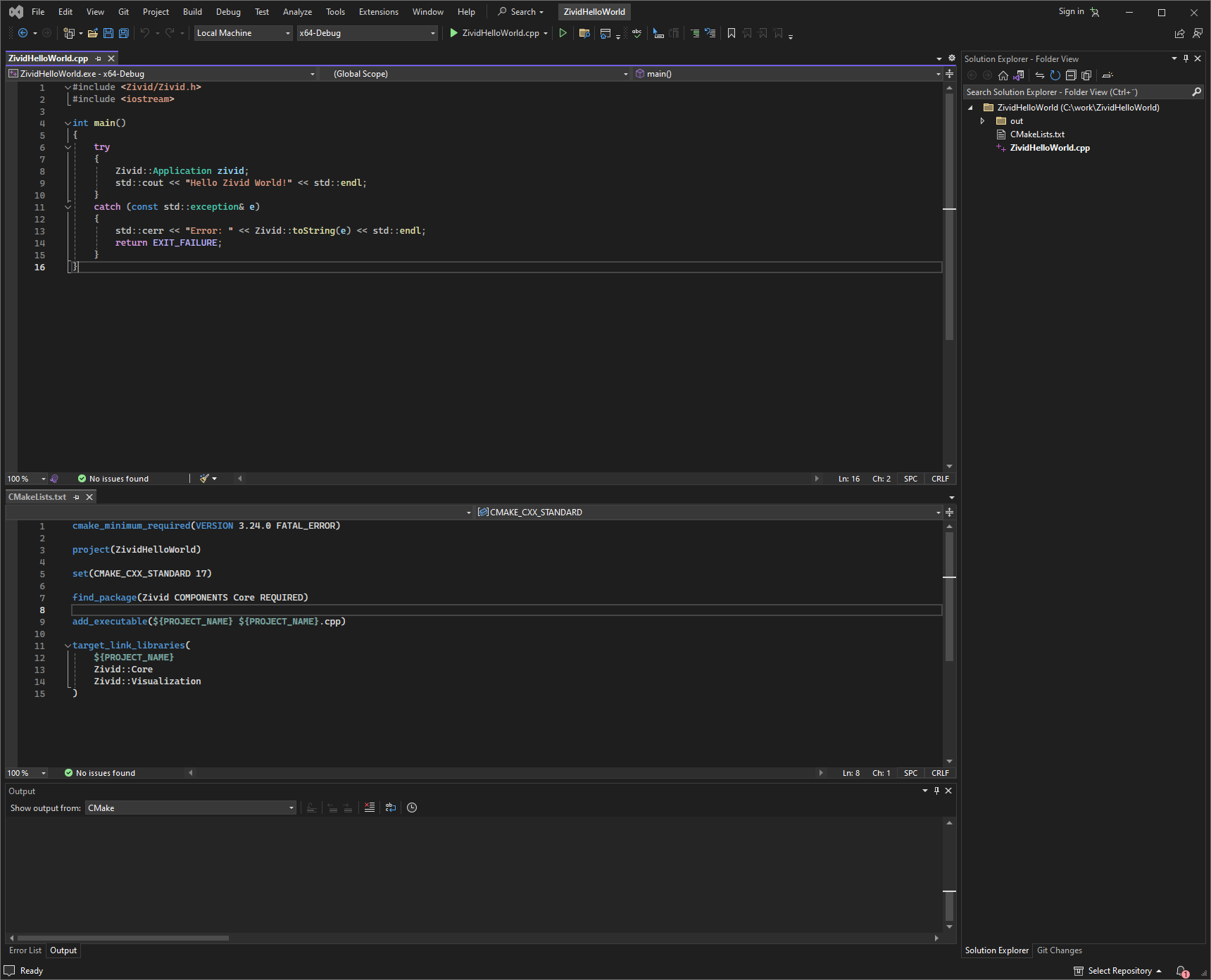Screenshot of Visual Studio setup.