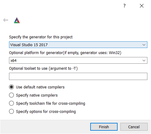 cmake when specifying generator for project