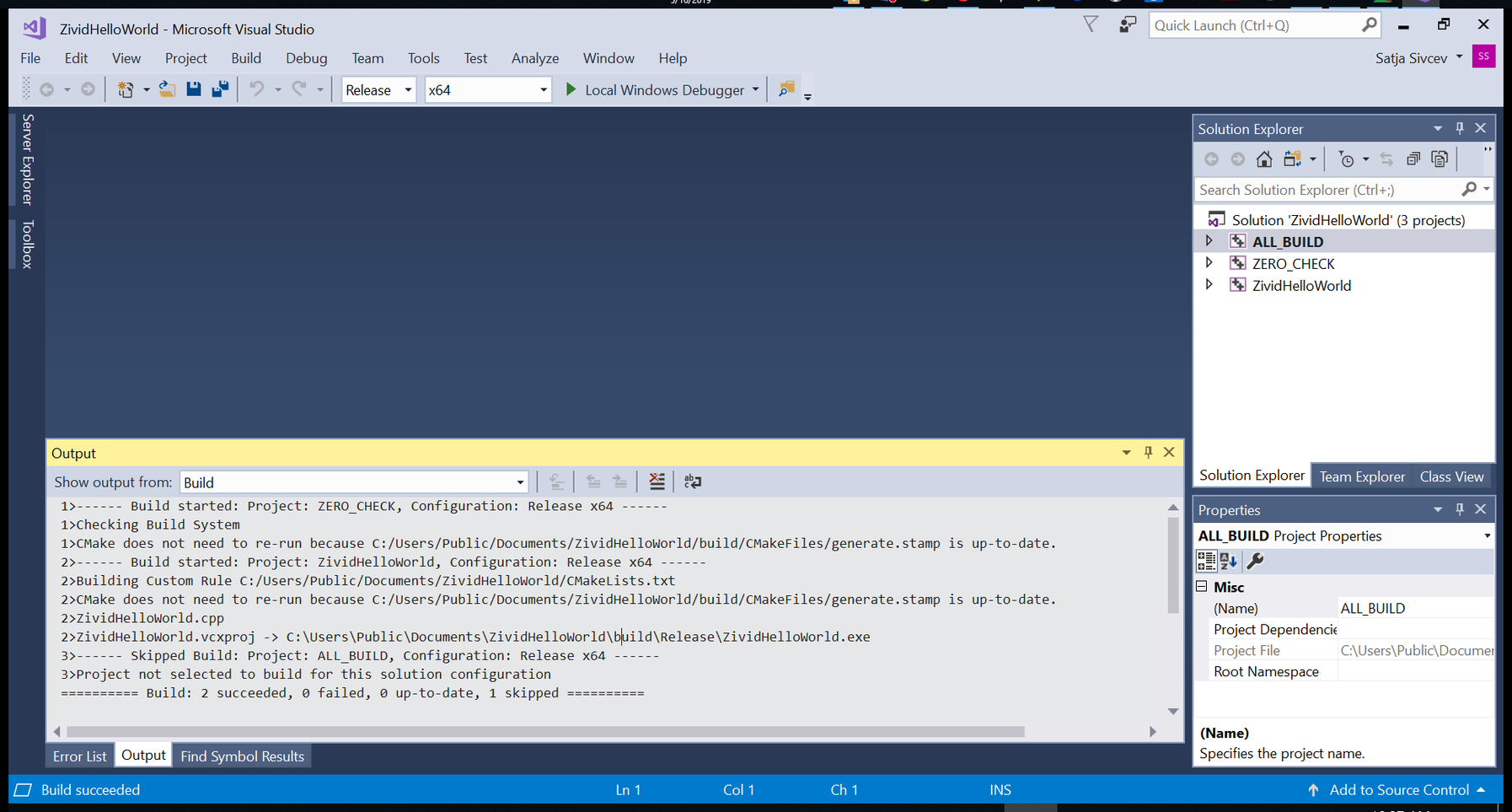 Screenshot of build events in Visual Studio.