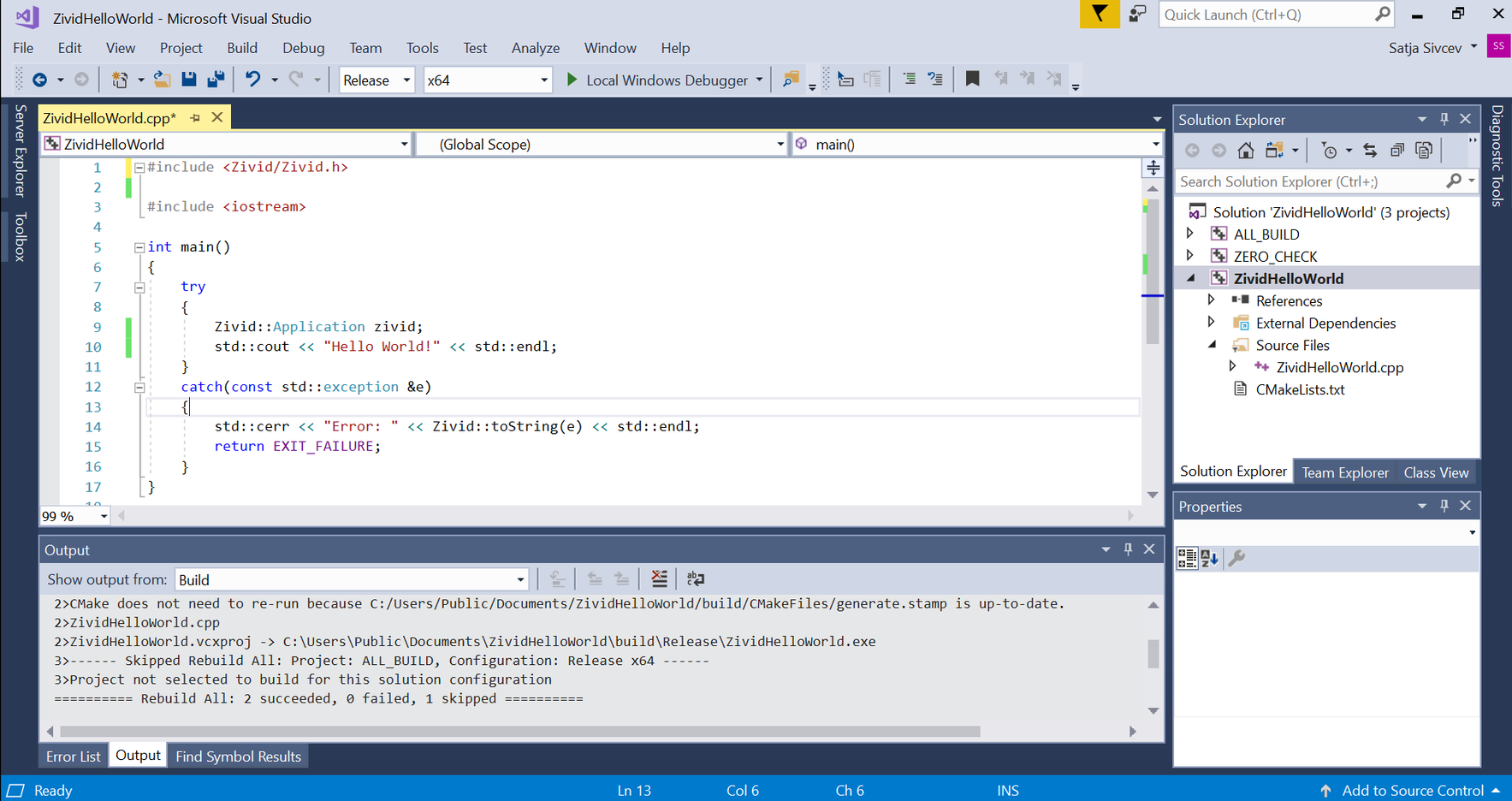 Screenshot of Visual Studio