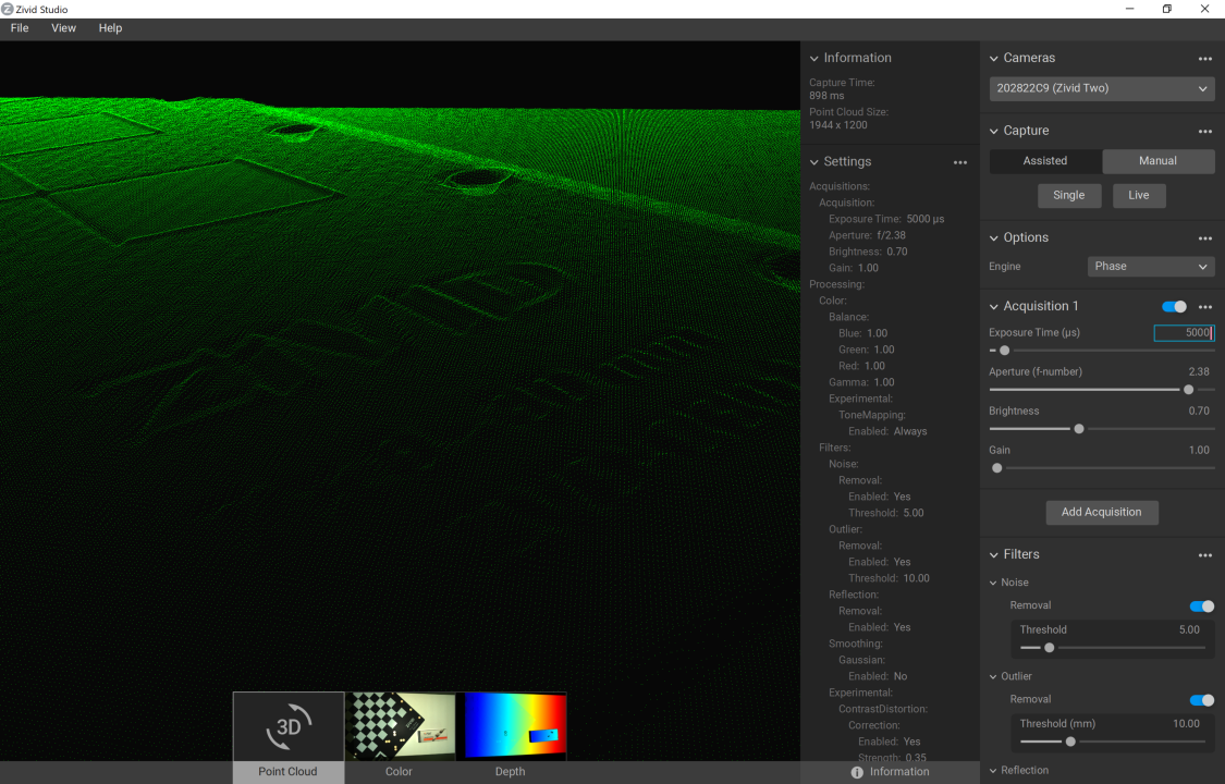 Resulting point cloud with contrast distortion