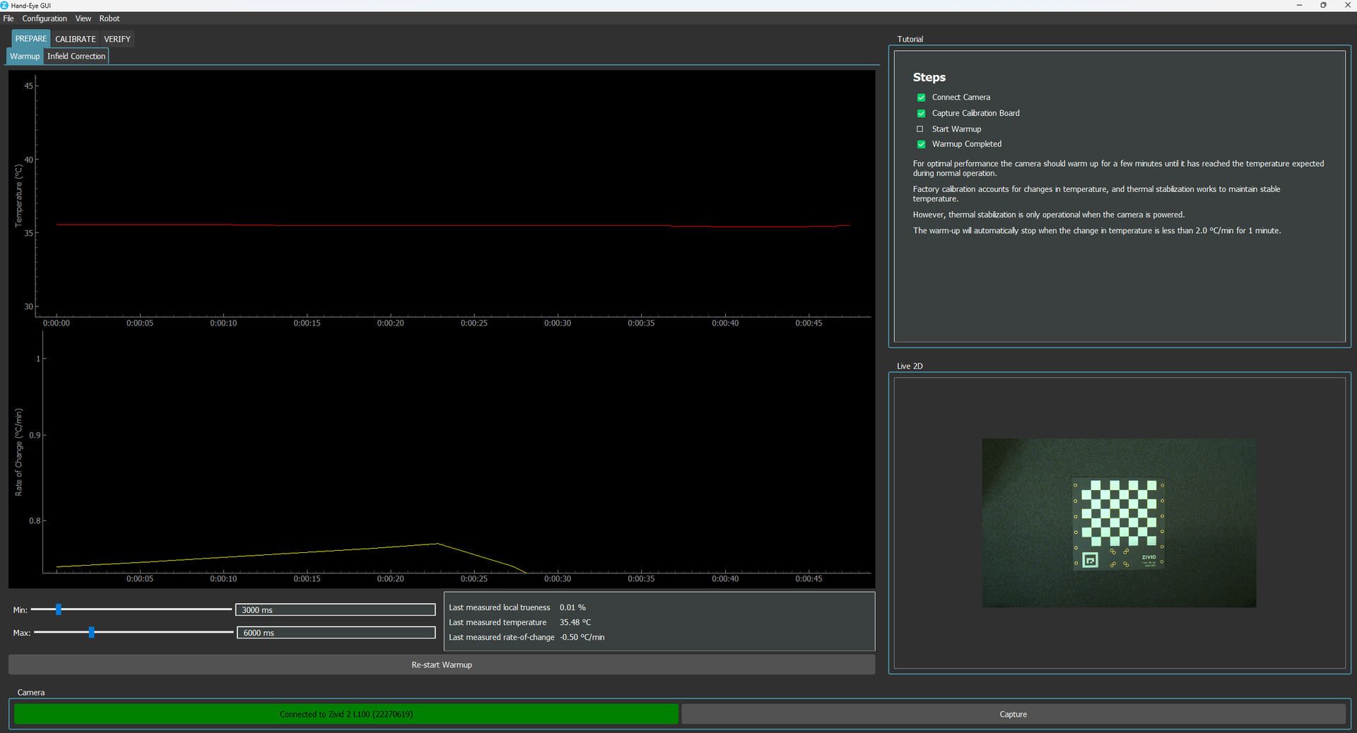 Hand-Eye GUI warmup window