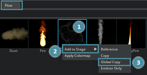 Choose PointCloud, Add to stage, Global copy