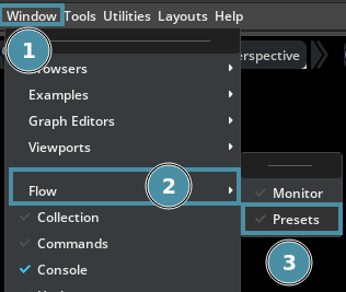 Choose Window, Flow, Presets