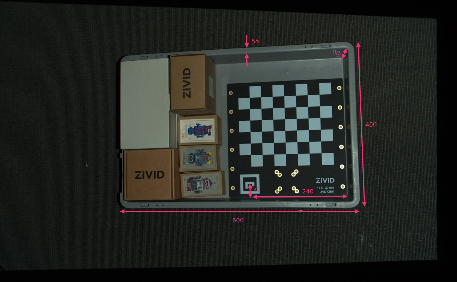 ROI盒大小和右下角相对于棋盘格坐标系。