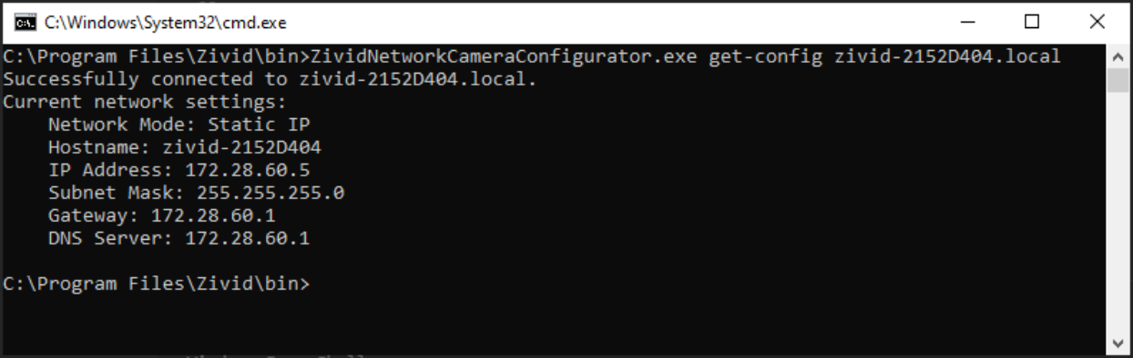 使用ZividNetworkCameraConfigurator和hostname.local查找相机